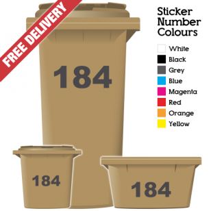 Wheelie Bin Sticker Numbers Just Numbers Style (Pack Of 3)